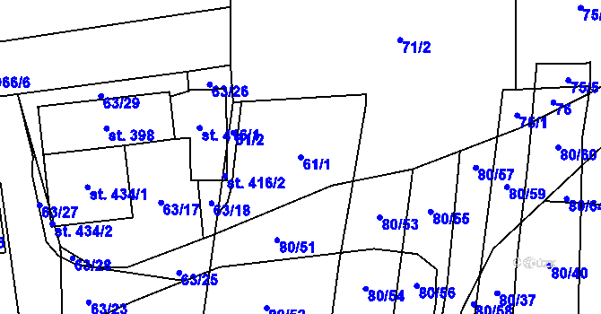 Parcela st. 61/1 v KÚ Chudenice, Katastrální mapa
