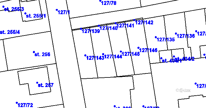 Parcela st. 127/144 v KÚ Chudenice, Katastrální mapa