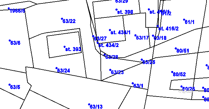 Parcela st. 63/28 v KÚ Chudenice, Katastrální mapa