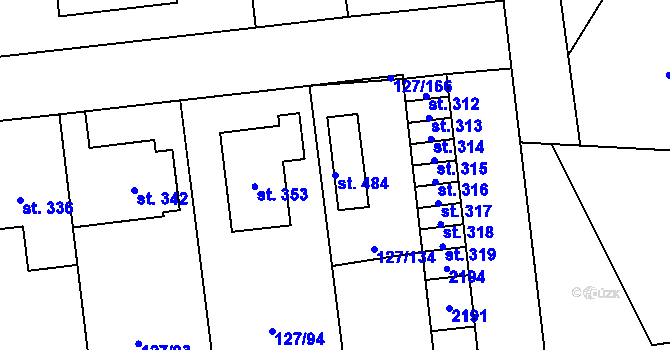 Parcela st. 484 v KÚ Chudenice, Katastrální mapa