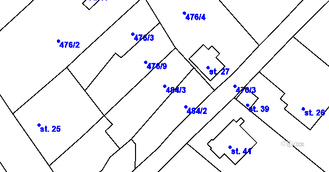 Parcela st. 484/3 v KÚ Lučice u Chudenic, Katastrální mapa