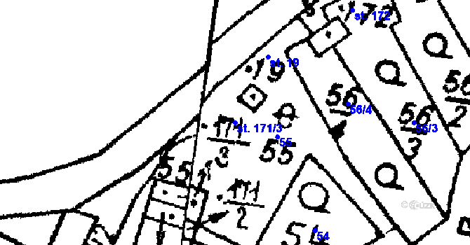 Parcela st. 171/3 v KÚ Fleky, Katastrální mapa