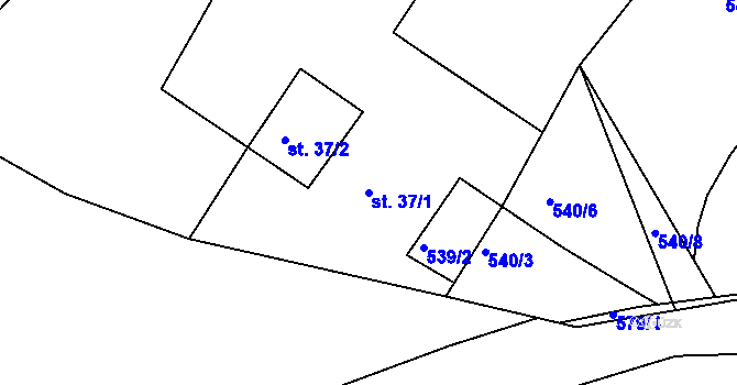 Parcela st. 37/1 v KÚ Hadrava, Katastrální mapa