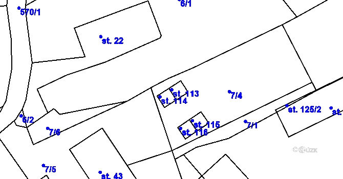 Parcela st. 113 v KÚ Hadrava, Katastrální mapa