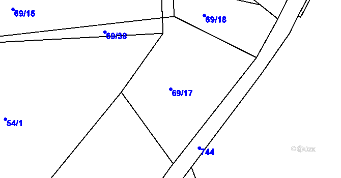 Parcela st. 69/17 v KÚ Hadrava, Katastrální mapa