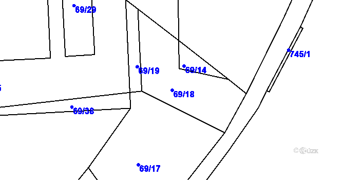 Parcela st. 69/18 v KÚ Hadrava, Katastrální mapa