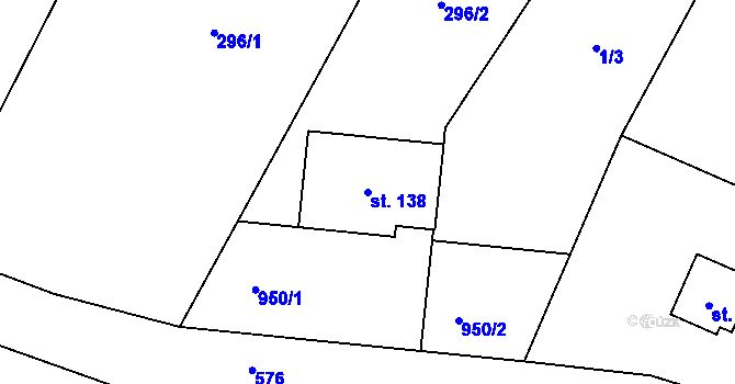 Parcela st. 138 v KÚ Hadrava, Katastrální mapa