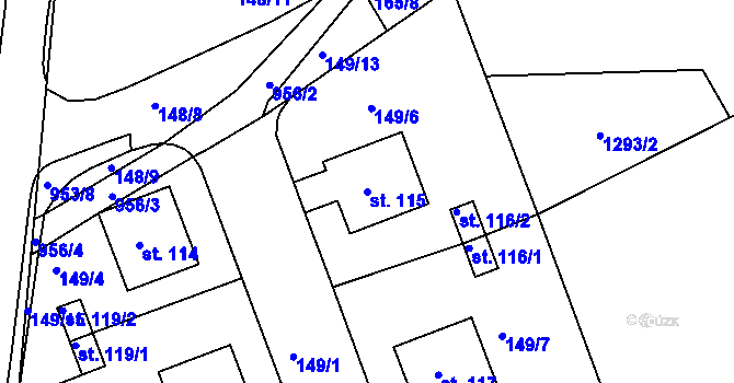 Parcela st. 115 v KÚ Chudenín, Katastrální mapa