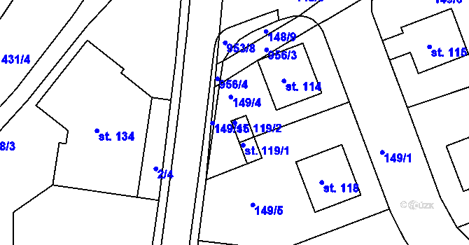 Parcela st. 119/2 v KÚ Chudenín, Katastrální mapa