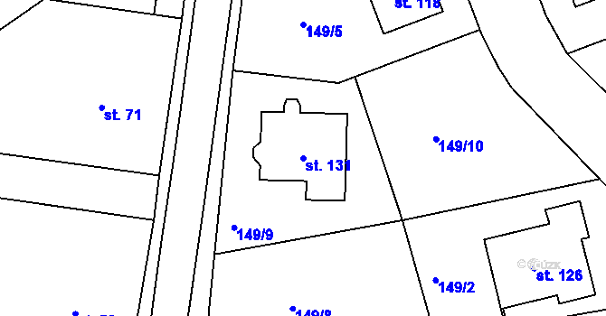 Parcela st. 131 v KÚ Chudenín, Katastrální mapa