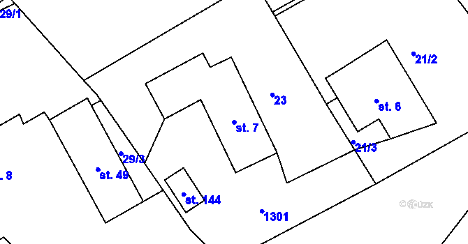 Parcela st. 7 v KÚ Skelná Huť, Katastrální mapa