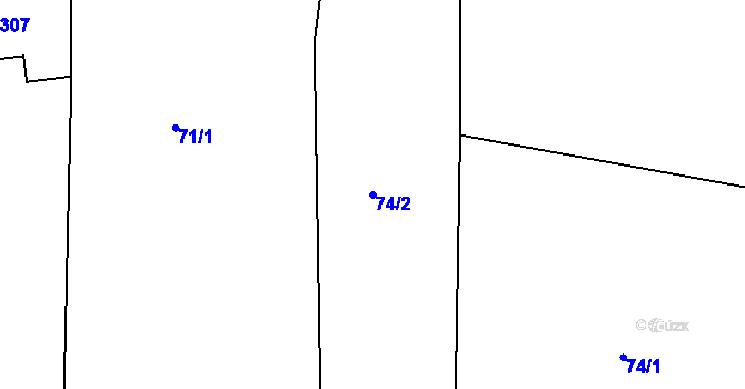 Parcela st. 74/2 v KÚ Skelná Huť, Katastrální mapa