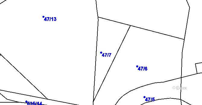 Parcela st. 47/7 v KÚ Uhliště, Katastrální mapa