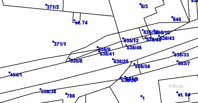 Parcela st. 538/41 v KÚ Uhliště, Katastrální mapa