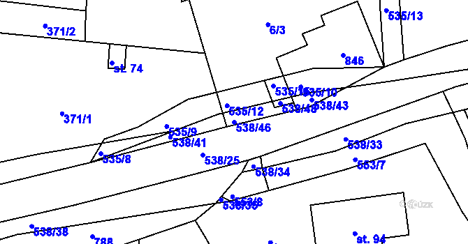 Parcela st. 538/46 v KÚ Uhliště, Katastrální mapa
