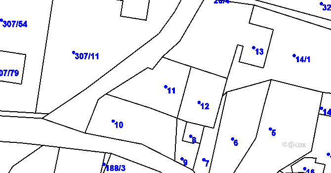 Parcela st. 11 v KÚ Chuderov, Katastrální mapa