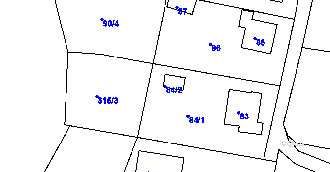 Parcela st. 84/2 v KÚ Chuderov, Katastrální mapa