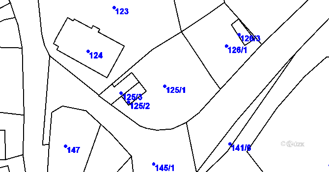 Parcela st. 125/1 v KÚ Chuderov, Katastrální mapa