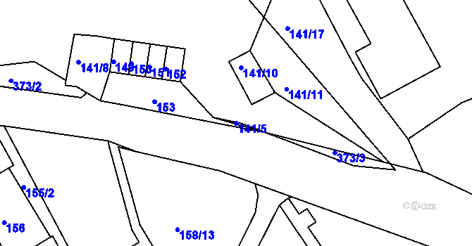 Parcela st. 141/5 v KÚ Chuderov, Katastrální mapa