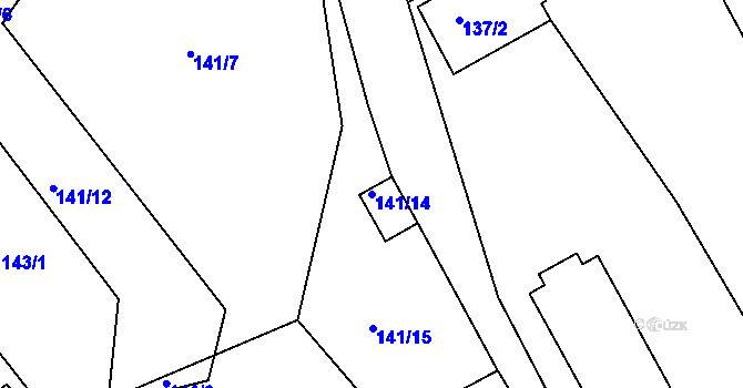 Parcela st. 141/14 v KÚ Chuderov, Katastrální mapa