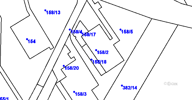 Parcela st. 158/2 v KÚ Chuderov, Katastrální mapa