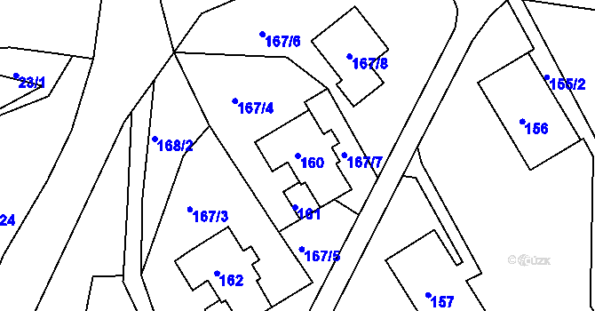 Parcela st. 160 v KÚ Chuderov, Katastrální mapa