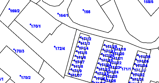Parcela st. 171/3 v KÚ Chuderov, Katastrální mapa