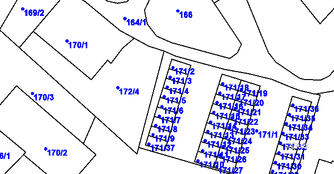 Parcela st. 171/4 v KÚ Chuderov, Katastrální mapa