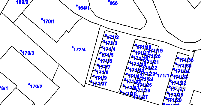 Parcela st. 171/5 v KÚ Chuderov, Katastrální mapa
