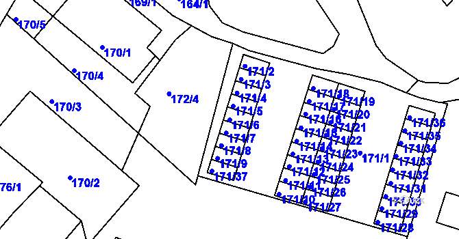 Parcela st. 171/6 v KÚ Chuderov, Katastrální mapa