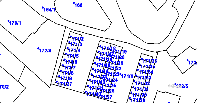 Parcela st. 171/17 v KÚ Chuderov, Katastrální mapa