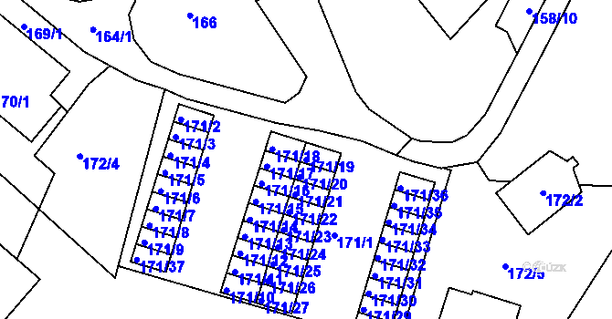 Parcela st. 171/19 v KÚ Chuderov, Katastrální mapa