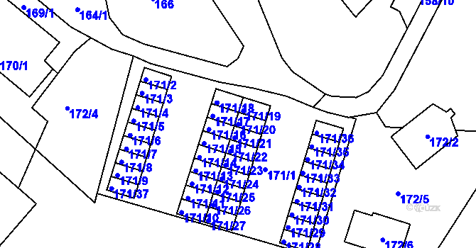 Parcela st. 171/20 v KÚ Chuderov, Katastrální mapa