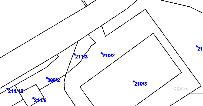 Parcela st. 210/2 v KÚ Chuderov, Katastrální mapa