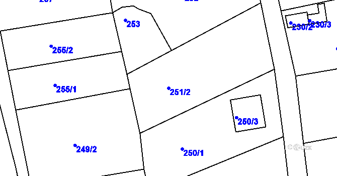 Parcela st. 251/2 v KÚ Chuderov, Katastrální mapa