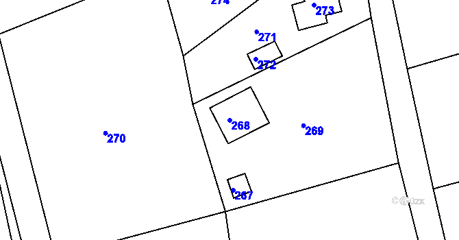 Parcela st. 268 v KÚ Chuderov, Katastrální mapa