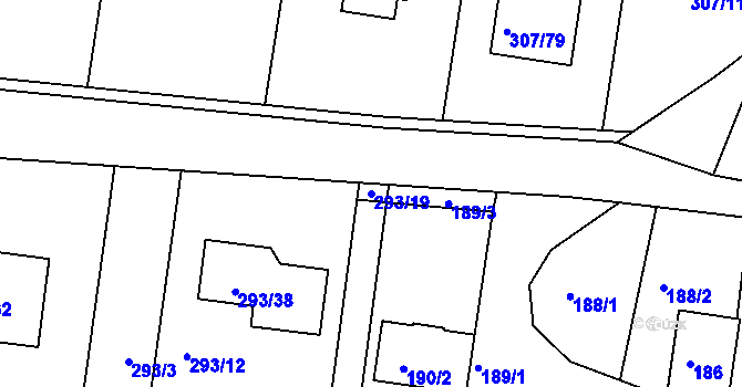 Parcela st. 293/19 v KÚ Chuderov, Katastrální mapa