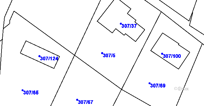 Parcela st. 307/5 v KÚ Chuderov, Katastrální mapa