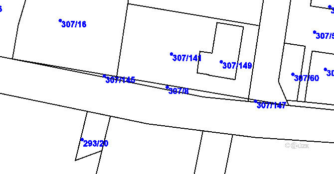 Parcela st. 307/8 v KÚ Chuderov, Katastrální mapa