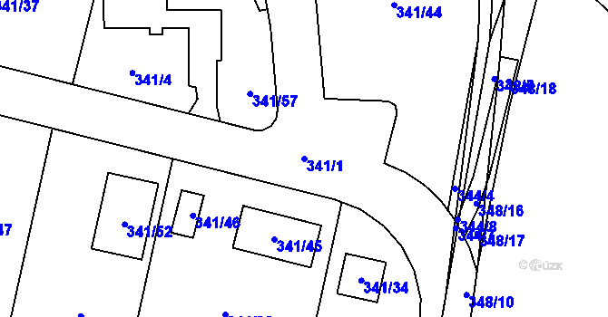 Parcela st. 341/1 v KÚ Chuderov, Katastrální mapa