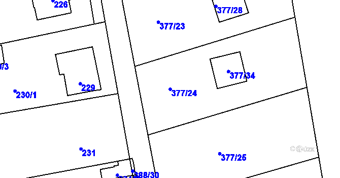 Parcela st. 377/24 v KÚ Chuderov, Katastrální mapa