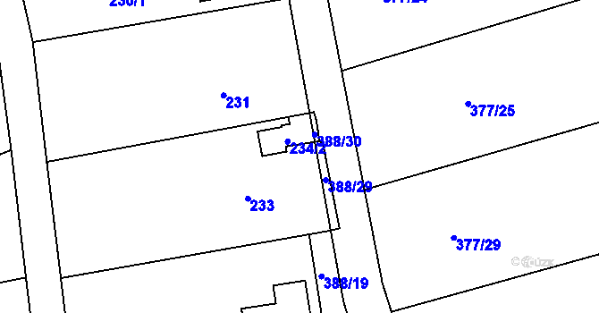 Parcela st. 388/18 v KÚ Chuderov, Katastrální mapa