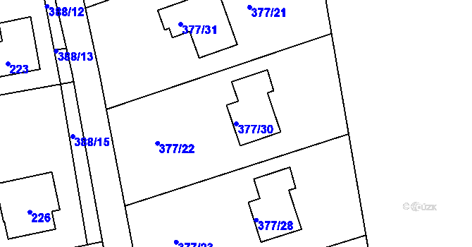 Parcela st. 377/30 v KÚ Chuderov, Katastrální mapa