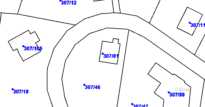 Parcela st. 307/81 v KÚ Chuderov, Katastrální mapa