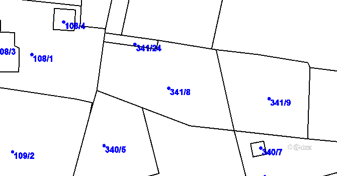 Parcela st. 341/8 v KÚ Chuderov, Katastrální mapa