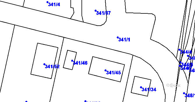 Parcela st. 341/19 v KÚ Chuderov, Katastrální mapa