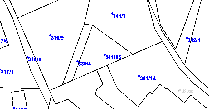 Parcela st. 341/13 v KÚ Chuderov, Katastrální mapa