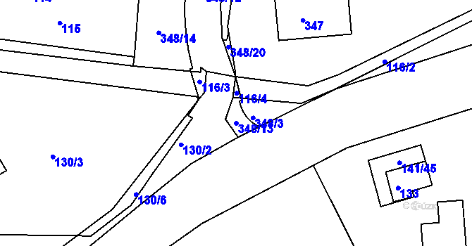 Parcela st. 348/13 v KÚ Chuderov, Katastrální mapa