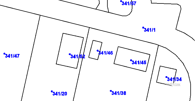 Parcela st. 341/46 v KÚ Chuderov, Katastrální mapa