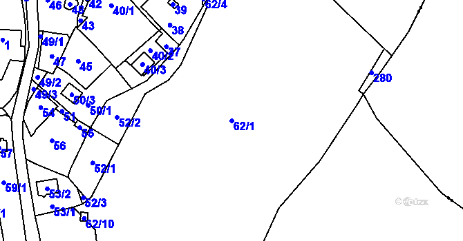 Parcela st. 62/1 v KÚ Chuderovec, Katastrální mapa